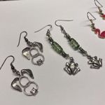 Flamingo Lot Of 3 Earrings Pierced Animals - Dangle Frog / Dog / Bird Photo 2