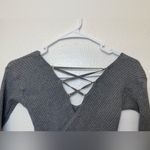 Guess Women’s Gray Ribbed V-Neck Long Sleeve Open Back Top Size M Photo 6