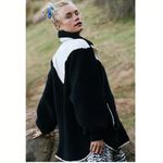 FREE PEOPLE Fall To Rise Fleece Quarter Snap in Black Combo Size Medium NWT White Photo 1