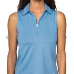 ZOO BLUE SLEEVELESS ZIP POLO Size L Photo 0