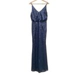 Adrianna Papell Women's Size 4 Navy Blue Sequin sleeveless Maxi Evening Gown Photo 4