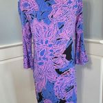 Tori Richard Hawaii Lana Stretch Jersey Shift Dress Ruffle Sleeve Small Pink Photo 5