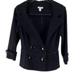 Cache Y2K Vintage Black Double Breasted Asymetrical Blazer Suit Jacket Photo 0