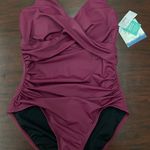 Maurice's NWT American Beach X One Piece Shirred Front Swim in Plum Size Medium Photo 0