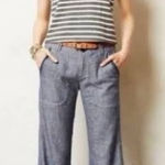 Pilcro and the Letterpress  Wide Leg Linen Blend Pants Tailored Gray Size 4 Photo 0