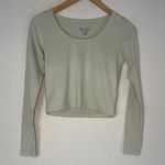 Brandy Melville John Galt Sage Green Crop Tee Long Sleeve T-Shirt Stretch Cotton Y2K Photo 0