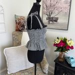 Forever 21 Black and White Smocked Peplum Tank Top Photo 4