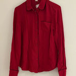 Brooks Brothers  Red Fleece womens long sleeve button down blouse red size 0 NWT Photo 0
