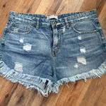 Free People  Blue Distressed Jean Shorts Photo 0