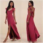 Lulus LULU’S Sweetest Entrance Dark Magenta Ruffled Tie-Back Maxi Dress Photo 1