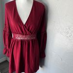 SheIn Burgundy Lace Long Sleeve Dress Photo 1