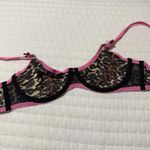 Betsey Johnson Animal Print 34C Unlined Semi Sheer Mesh Brown Pink Accents Photo 6