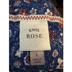 Knox Rose Womens Top Sz L Blue Red Floral Rayon Half Sleeves Square Neck Photo 2