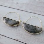 Stone & Gold Tone Large Dangle Earrings for Pierced Ears Photo 1