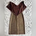 Tadashi Shoji  Metallic Bronze Gold Pleated Formal Cocktail Dress Small Photo 8