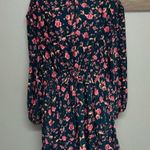 Free People Flower Fields Emerald Combo Button Up Mini Dress Pockets Long Sleeve Photo 0