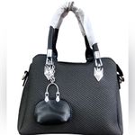 Chic Black Textured Satchel Photo 1