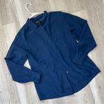 Classiques Silk Shirt button up pleat back womens Navy Blue (small) vintage chic Photo 0