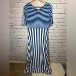 Matilda Jane  the road ahead striped blue white floor‎ length maxi dress medium Photo 2