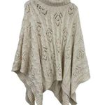 American Vintage Vintage Chunky Cable Knit Poncho Cream One Size Photo 0