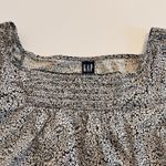 Gap Vintage 90s  Black Cream Floral Smocked Puff Sleeve Square Neck Blouse Large Photo 1