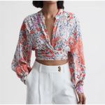 Reiss  Elle Floral Coral White Tie Blouse (2) Photo 1