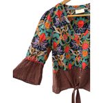 Anthropologie Maeve Carter Floral Tie Front Button Blouse Multicolor Size 8 Photo 6