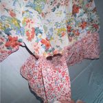 & Other Stories Free People vibes Orange Short Sleeve Tee with Floral Ruffle Sleeves Photo 2