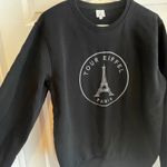 Tour Eiffel Paris Graphic Sweatshirt Women's Size Medium Black Crewneck Photo 1