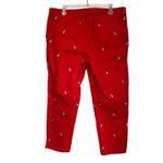 Talbots  Relaxed Chinos Frenchie Critter Pants 12P Red Embroidered Dog Print Photo 2