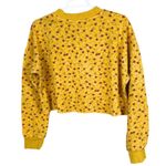 Colsie size medium golden yellow cropped sweatshirt red and white daisies fall Gold Photo 2