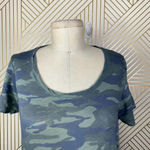 Monrow Camo Tee Shirt Dress Succulent Green Short‎ Sleeve Ruched Size US Small Photo 3