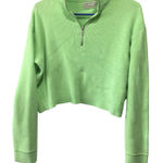 Urban Outfitters Lime Green Ribbed Quarter Zip Cropped Sweater Top M Photo 0