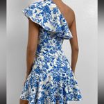 SheIn Blue and White Asymmetrical Ruffled One-Shoulder Dress Photo 1