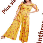 Anthropologie  Londonderry Yellow Floral Print Plus Size Boho Jumpsuit New Photo 0