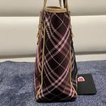 Burberry Blue Label Plaid Tote Bag with Tan Handles Photo 2