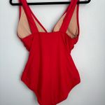 J.Crew Red Orange Ruched V - Neck One Piece Swimwear Women’s Size 10 Photo 5