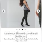 Lululemon  butterfly and striped Olive green and black leggings size 4 Photo 9