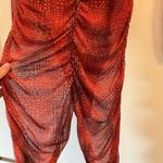 Pretty Little Thing Orange Croc Mesh Bardot Ruched Jumpsuit Size 8 EUC Photo 12