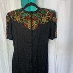 Scala Vintage 80s  silk embellished beaded sequin holiday party dress size medium Photo 5