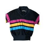 Vintage Favorites Fleece Pullover Womens M Used 80s Striped Shawl Collar Size M Photo 3