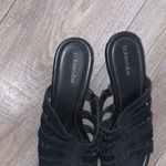 st. john's bay Black Leather Women's Heeled Sandals Womans 10 M Photo 7