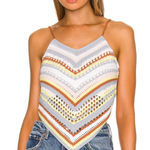 525 America 525 Revolve Beachy Boho Striped Knit Fauxchet Colorful Crochet Cami Top Size S Photo 0