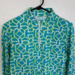 Icikuls Sun Shirt Womens Medium Blue Green 1/4 Zip Long Sleeve Hiking Golf UPF Photo 1