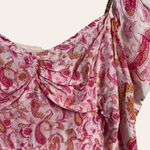 Rococo Sand Pink White Paisley Print Long Puff Sleeve Mini Dress Size M Size M Photo 2