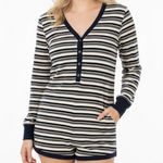 None Striped velvet onesie romper lounge size extra large Photo 0