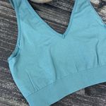 Savvi Steel Blue Ribbed Crop Sport Athletic Bra Top NEW S Photo 2