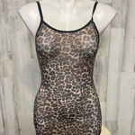 Leopard Mesh Slip Dress Women’s Size L – Sheer Stretch Cami Mini Dress Brown Size L Photo 0