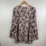 Lane Bryant  Floral Leaf Print‎ Button Up Blouse 28 Pink Long Sleeve Lightweight Photo 3