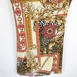 Cache Small Top Blouse Drape V Neck Faux Wrap Gold Red Regal Animal Leaf 913 Photo 4